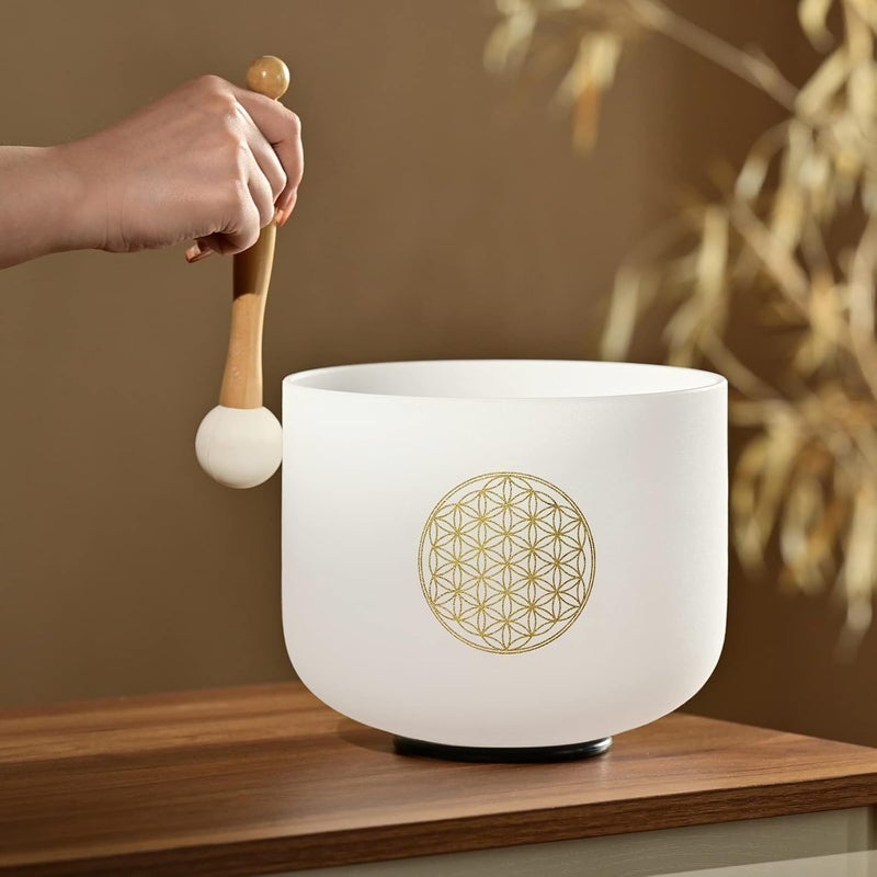 CVNC 528HZ C Note 8 Inch Flower Of Life Crystal Singing Bowl Meditation Sound Bath Sound Healing Chakra Singing Bowl - Image 5